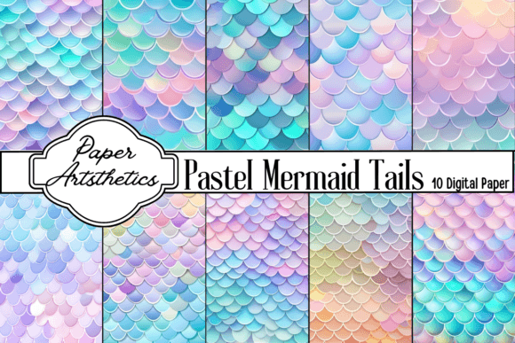 Download Pastel Mermaid Tail Digital Paper - Digital paper Collection