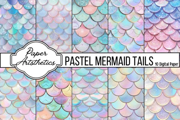 Download Pastel Mermaid Tails Digital Paper - Digital paper Collection