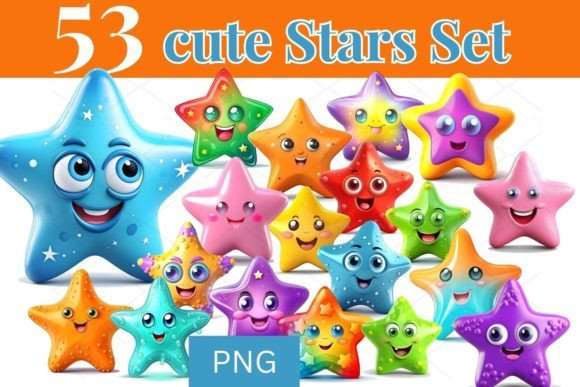 Download 53 Digital Cute Star Clip Art Set 709 - Premium Resources