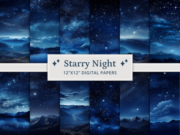 Download Starry Night Digital Papers - Digital paper Collection