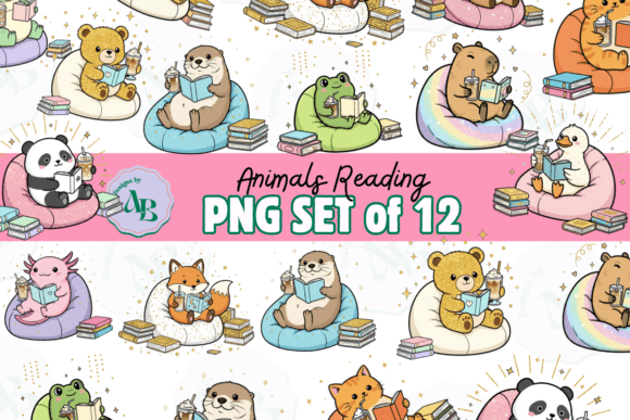 Download Bookish Animals Reading Clip Art Set - Clip art set Collection