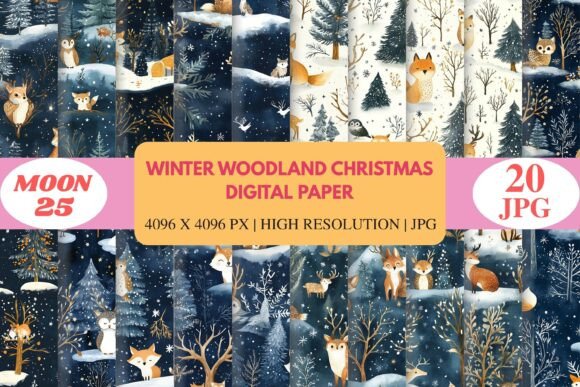 Download Winter Woodland Christmas Digital Paper - Digital paper Collection