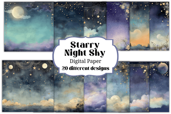 Download Starry Night Sky Digital Paper Backgroun - Digital paper Collection