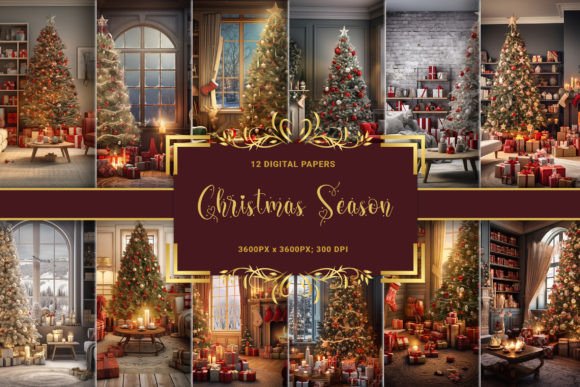 Download Christmas Season Holiday Digital Papers - Digital paper Collection