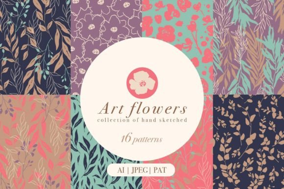 Download 16 Art Flowers - Digital Papers - Digital paper Collection