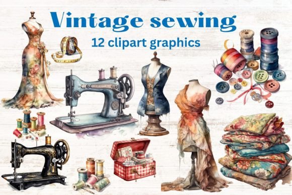 Download Vintage Sewing Clip Art Set - Premium Resources