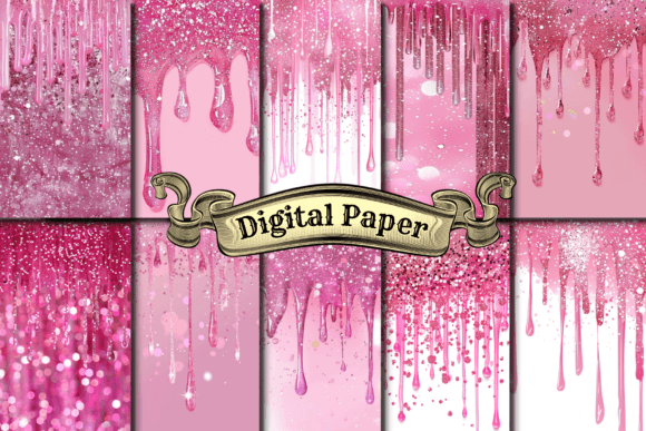 Download Dripping Glitter Digital Paper, Glitter - Digital paper Collection