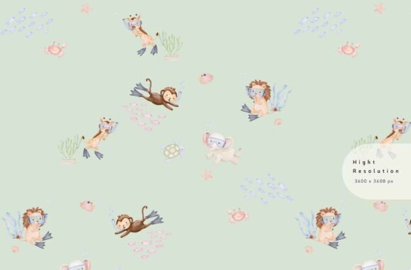 Download Cute Ocean Animals Digital Paper Pack - Digital paper Collection