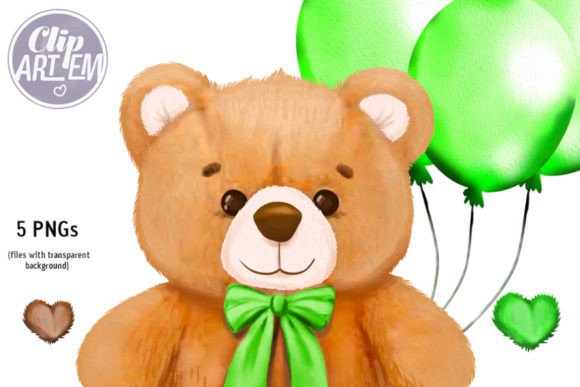 Download Boy Bear Green Bow Balloon Clip Art PNG - Balloon clip art Collection